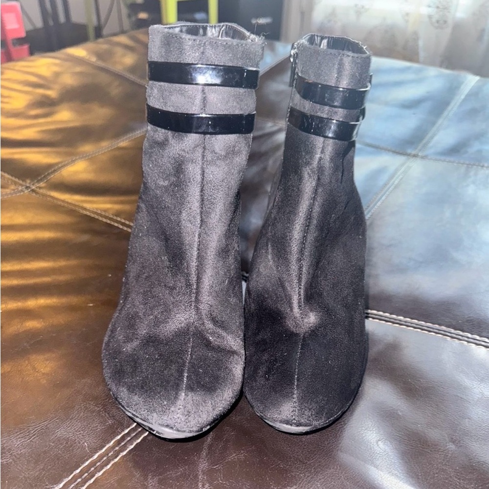 Women's Black Ankle Boots with Double Strap Detail